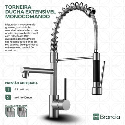 Imagem de Torneira Cozinha Gourmet 50cm, Bancada, com Spray, Monocomando Misturador Alta qualidade