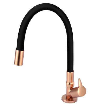 Imagem de Torneira Cozinha Gourmet Flexível Rose Gold Black/Preto Mesa