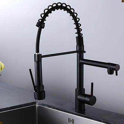 Imagem de Torneira cozinha gourmet misturador monocomando flexível preto fosco black bancada vip
