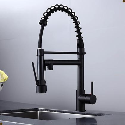 Imagem de Torneira cozinha gourmet misturador monocomando flexível preto fosco black bancada vip