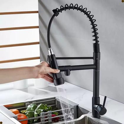 Imagem de Torneira cozinha gourmet misturador monocomando flexível preto fosco black bancada vip