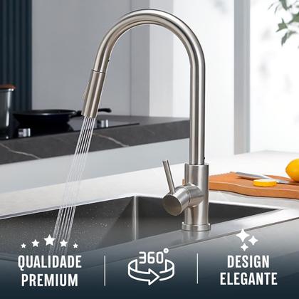 Imagem de Torneira Cozinha Gourmet Misturador Monocomando Prata Extensora