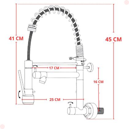 Imagem de Torneira cozinha gourmet monocomado vip de parede preto fosco