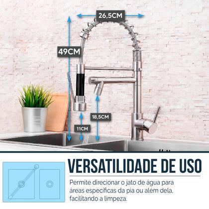 Imagem de Torneira Cozinha Gourmet Monocomando Com Spray Extensor
