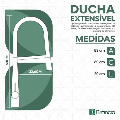 Imagem de Torneira Cozinha Gourmet Monocomando Cromada Cor Cromado Ducha Extensível Luxo Misturador Inox 304 Bancada