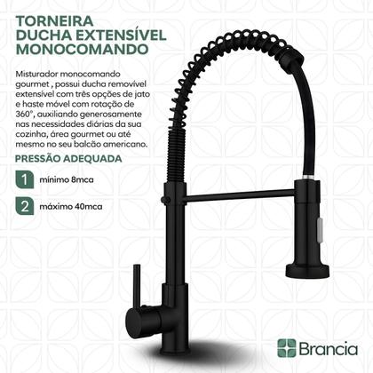 Imagem de Torneira Cozinha Gourmet Monocomando Ducha Extensível Luxo Misturador Inox 304 Escovado Bancada Flexia Com Garantia