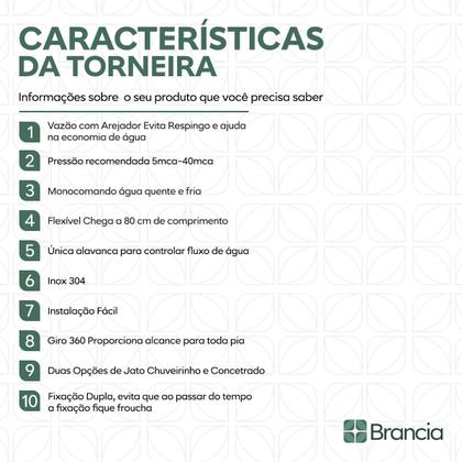 Imagem de Torneira Cozinha Gourmet Preta Monocomando 50cm Com Spray Pia Misturador Preto Fosco para Bancada Mesa