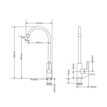 Imagem de Torneira Cozinha Inox Giratória Mesa Longa NOX02 Doan