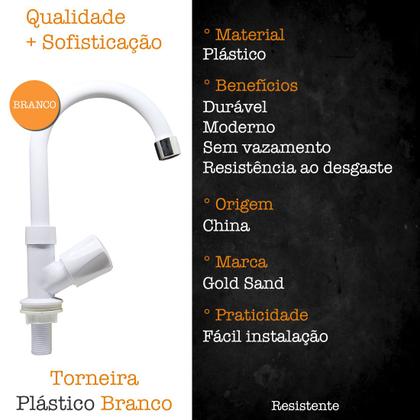 Imagem de Torneira Cozinha Lavabo Branca Plástico ABS 1/4 Gold Sand