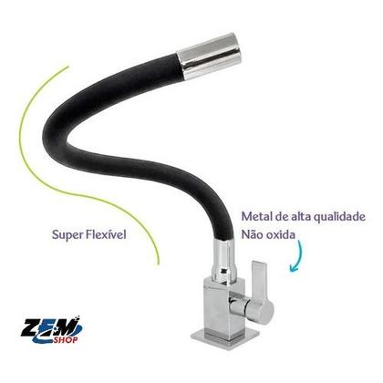 Imagem de Torneira Cozinha Mesa/bancada/cuba Gourmet Silicone Black Acabamento Brilhante Cor Preto