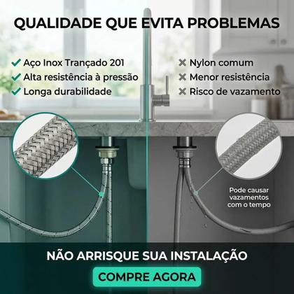 Imagem de Torneira Cozinha Monocomando Pia Torneira Gourmet Misturador Bancada Extensível Aço Inox 201 Escovad