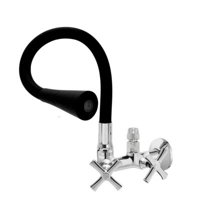 Imagem de Torneira Cozinha Parede Flexível Gourmet Cor Preta 2 Jatos Com Saida de 14 Para Filtro Purificador Metal