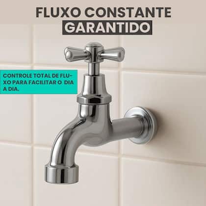 Imagem de Torneira Cromada de Parede com Saída Rosqueada  Ideal para Áreas de Serviço e Lavanderia