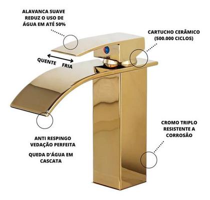 Imagem de Torneira Cuba Pia Banheiro Monocomando Cascata Gold Dourada