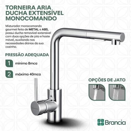 Imagem de Torneira De Bancada Gourmet Cozinha Mesa 2 Jatos Flexível Prata Inox Cromada