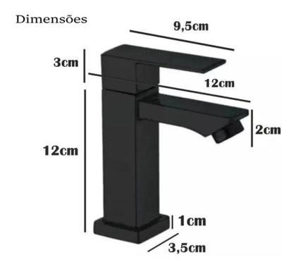 Imagem de Torneira De Banheiro Lavabo Luxo Metal Cromada Moderna Preta