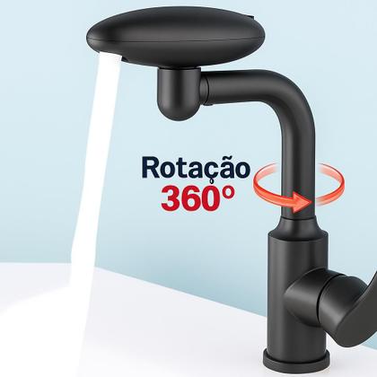 Imagem de Torneira De Banheiro Monocomando Pia Lavatório Aço Inox Anticorrosão Rotação 360 4 Modos Cascata Com Kit Instalação