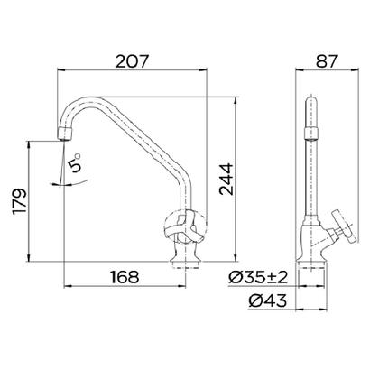 Imagem de Torneira de Bica Alta Para Cozinha 1/2" Primor - Docol