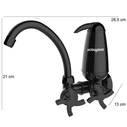 Imagem de Torneira de Cozinha Com Filtro de Parede Bica Móvel E05 Quadriseta Preto Dark Acquabios