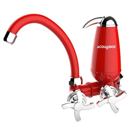 Imagem de Torneira de Cozinha Com Filtro de Parede Bica Móvel Retrô E05 Acquabios Vermelho