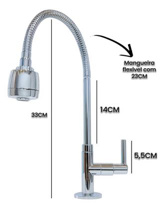 Imagem de Torneira de Cozinha de Bancada com Sistema de Jato Duplo e Acabamento Cromado Brilhante