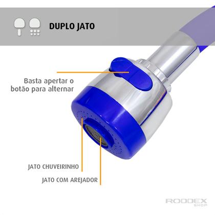 Imagem de Torneira de Cozinha de Mesa Azul Com Filtro Blindado Cromado Cone Gourmet Bica de Inox Flexível