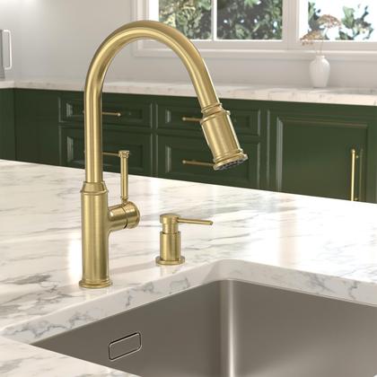 Imagem de Torneira de cozinha Lava Odoro Curtura Brushed Gold com pulverizador