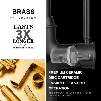 Imagem de Torneira de cozinha Lava Odoro Curtura Brushed Gold com pulverizador