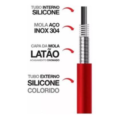 Imagem de Torneira De Cozinha Metal De Parede Com Filtro e Cano Flexível Vermelho 2 Jatos Veneza