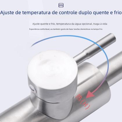 Imagem de Torneira De Cozinha Monocomano Inox 304 Escovado Bica Movel