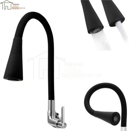 Imagem de Torneira de cozinha parede pia gourmet Preta 2 jatos ABS