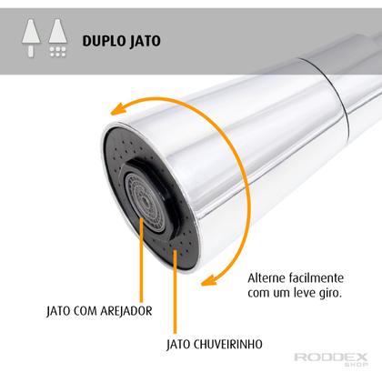 Imagem de Torneira De Cozinha Preto Gourmet de Parede Inox Com Filtro Preto Flexível Bico Arejador Duplo Jato Cromado