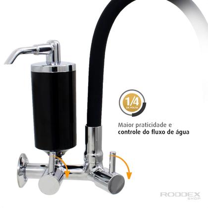 Imagem de Torneira De Cozinha Preto Gourmet de Parede Inox Com Filtro Preto Flexível Bico Arejador Duplo Jato Cromado