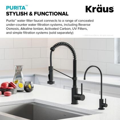 Imagem de Torneira de filtro de água Kraus Purita 100% sem chumbo, preto fosco