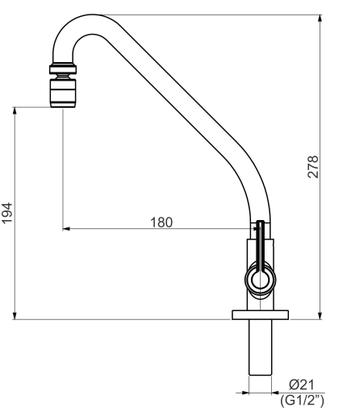 Imagem de Torneira de Mesa Para Cozinha Dn1520 Perflex