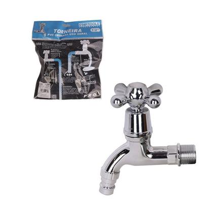 Imagem de Torneira De Parede Curta Longa Simples Cromada Pvc 1/2"