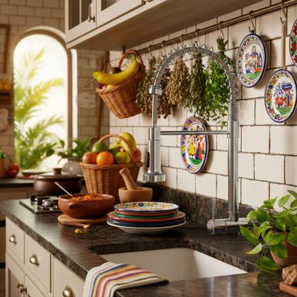 Imagem de Torneira de Parede Gourmet para Cozinha Pulverizador Flexível Aço Inoxidável 304 Prata Brinovar