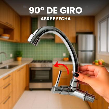 Imagem de Torneira de Parede para Pia de Cozinha ou Lavanderia com Arejador Embutido
