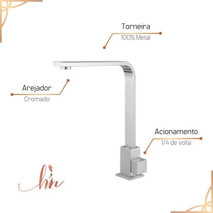 Imagem de Torneira de Pia para Banheiro Quadrit Luxo Cromada Alta