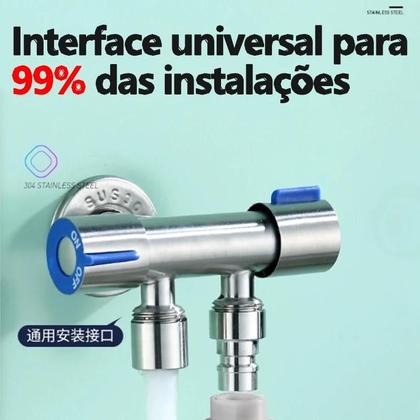 Imagem de Torneira De Válvula Triangular De Saída Dupla De Aço Inoxidá