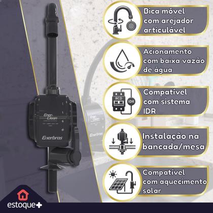 Imagem de Torneira Elétrica de Bancada Mesa para Cozinha Enerbras Enerclean 4 Temperaturas 127v 220v