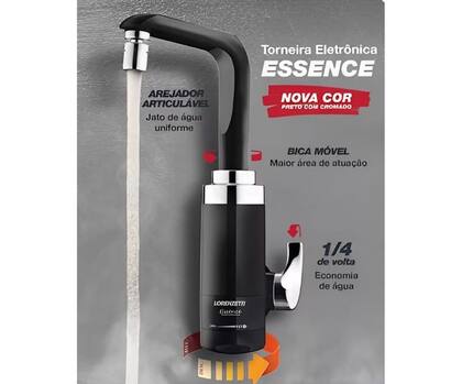 Imagem de Torneira Elétrica Essence Mesa 110 Volts 4600 Watts Preto Cromado - 7551036 - LORENZETTI