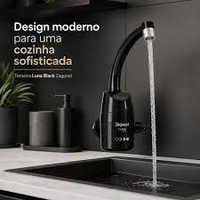 Imagem de Torneira Elétrica Luna 4T PRETA Parede 5.500W 220V Zagonel