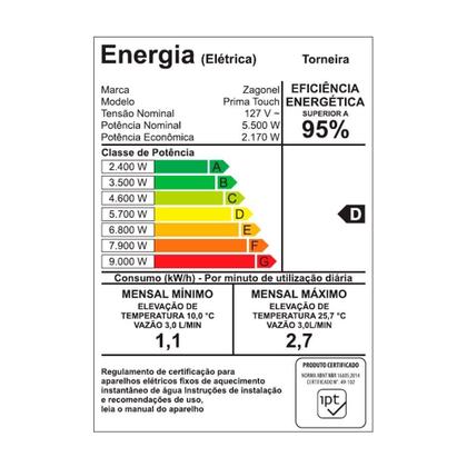 Imagem de Torneira Eletrônica Zagonel Prima Black Touch 5500W