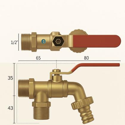 Imagem de Torneira Esfera Dupla Saída Tanque Máquina de Lavar Dourado