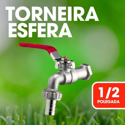 Imagem de Torneira Esfera Valvula Jardim Quintal Tanque 1/2x3/4 Metalica