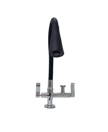 Imagem de Torneira Flexivel Cozinha De Mesa Com Saída Para Maquina De Lavar Louça e Roupa Tubo Dois Jatos Preto