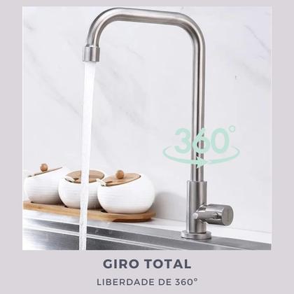 Imagem de Torneira Gourmet Bancada Pia Alta Lavabo Cozinha Banheiro Metal Fosca Ambiente Industrial Moderno