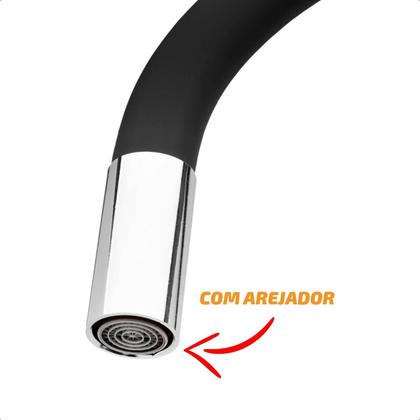Imagem de Torneira Gourmet com Filtro Bica Móvel Flexível Emborrachada Preta para Cozinha Pia Parede Abs