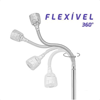 Imagem de Torneira Gourmet com Filtro Bica Móvel Flexível Inox Articulada Chuveirinho Cozinha Pia Parede